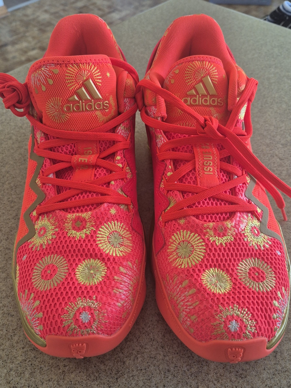 Adidas Red Gold Floral Mesh Sneakers